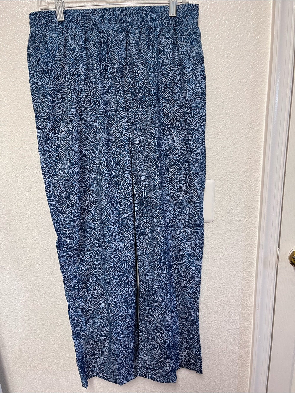 RipSkirt Hawaii Beachcomber Pants L Teal Floral Coastal Resort Wide Leg